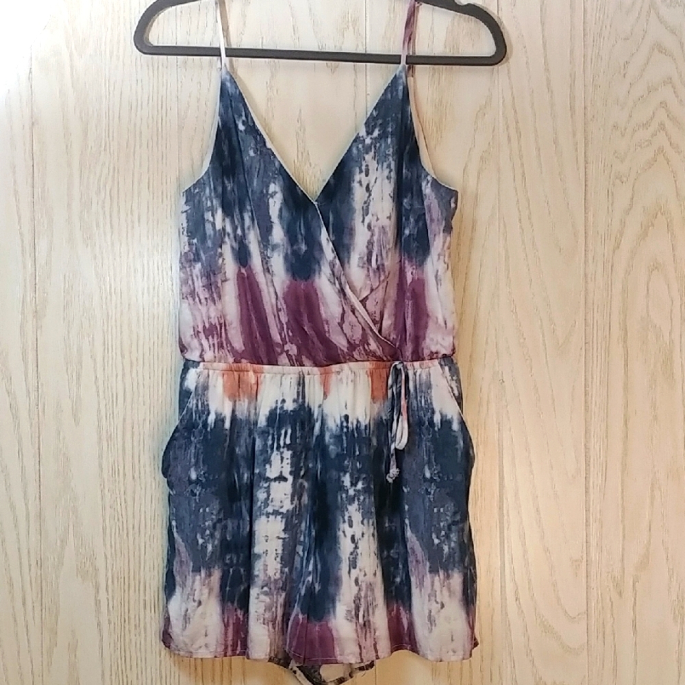 Tie Dye Romper With Pockets